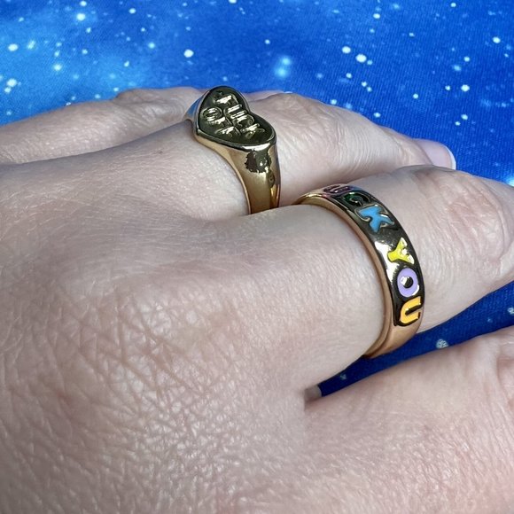 FU F*ck Off Gold Heart Shaped Sassy Adjustable Ring NEW - Picture 5 of 6